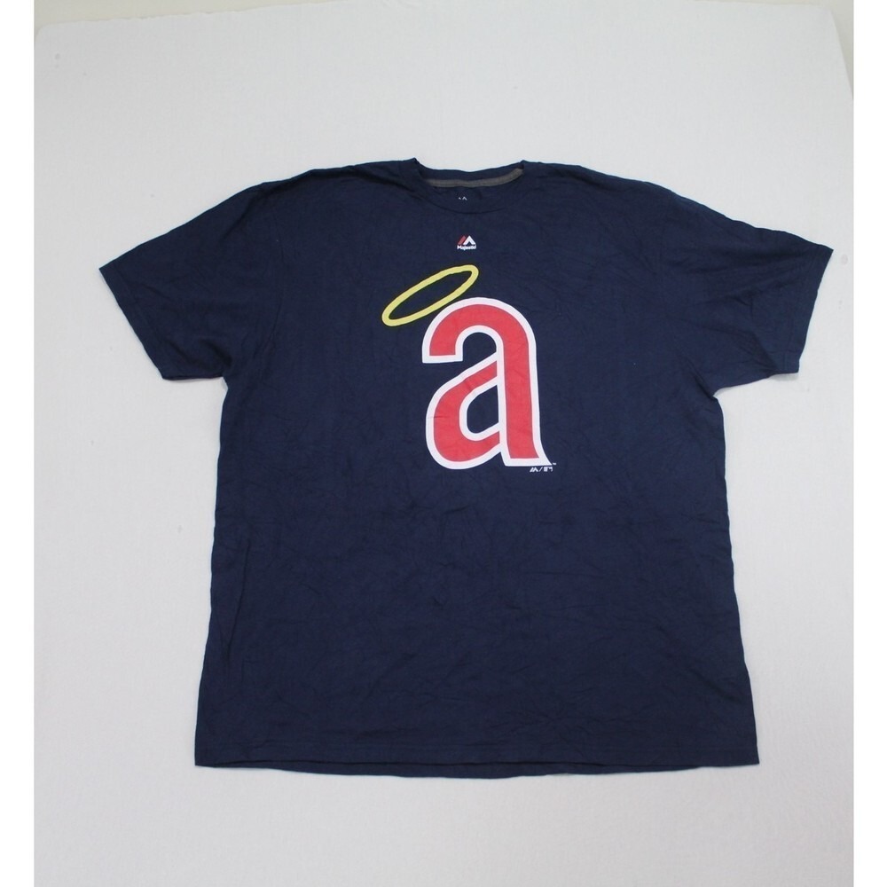 Anahiem Angles Men Blue Shirt Triple Peak Halos Majestic Short Sleeve Size XXL